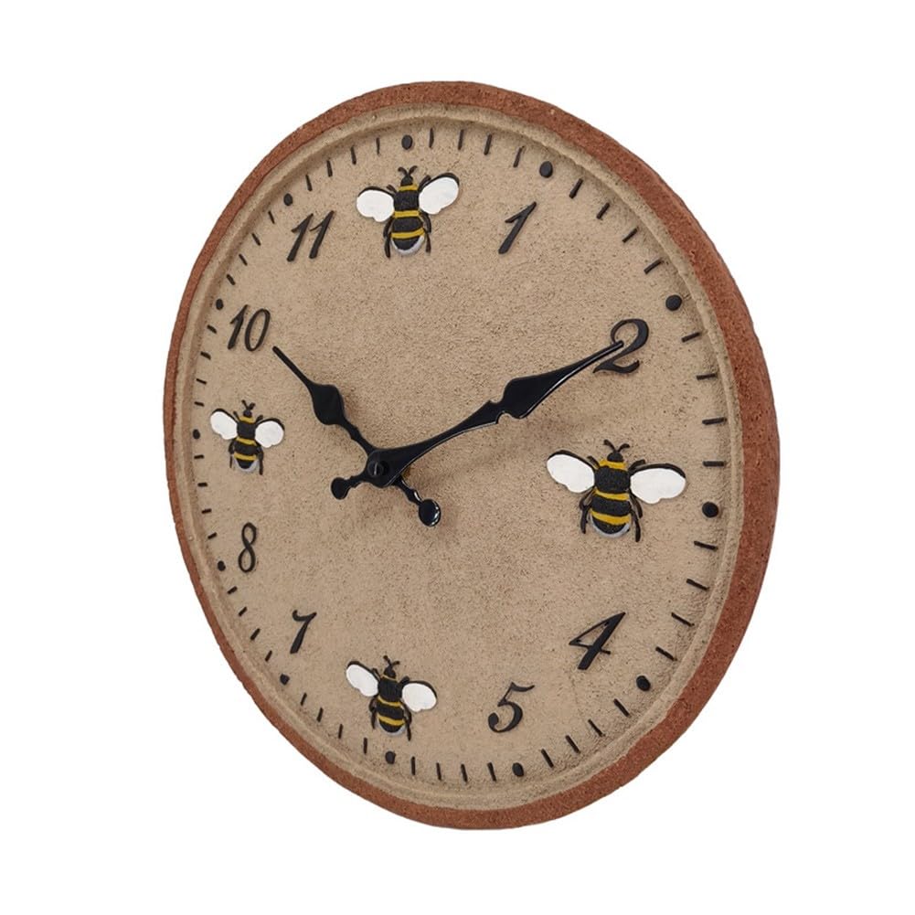 Horloge murale d'extérieur pour jardin, 30,5 cm, étanche, motif abeille, IP44, résistante aux intempéries pour décoration de terrasse, piscine