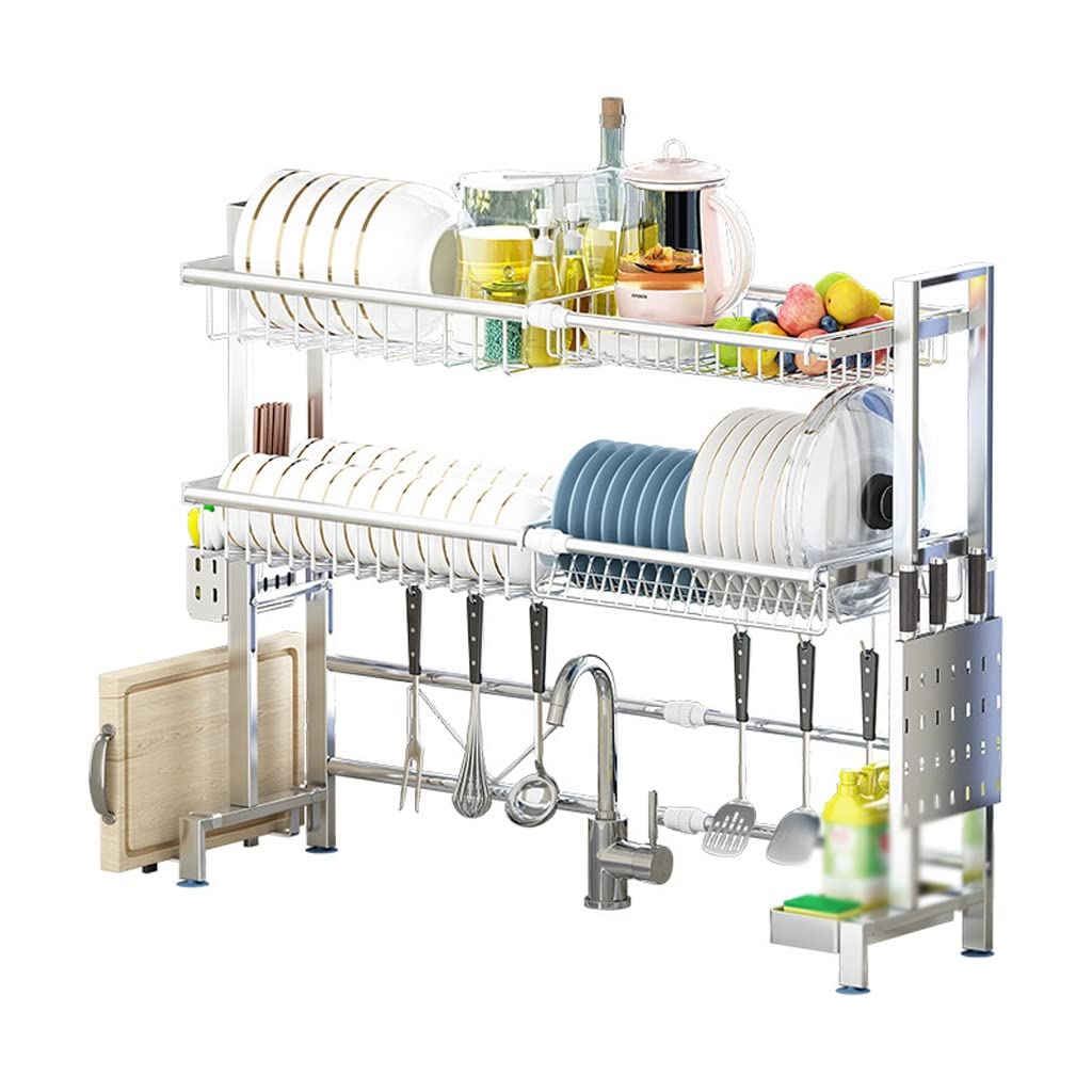 Étagère de cuisine rétractable en acier inoxydable pour évier et vaisselle