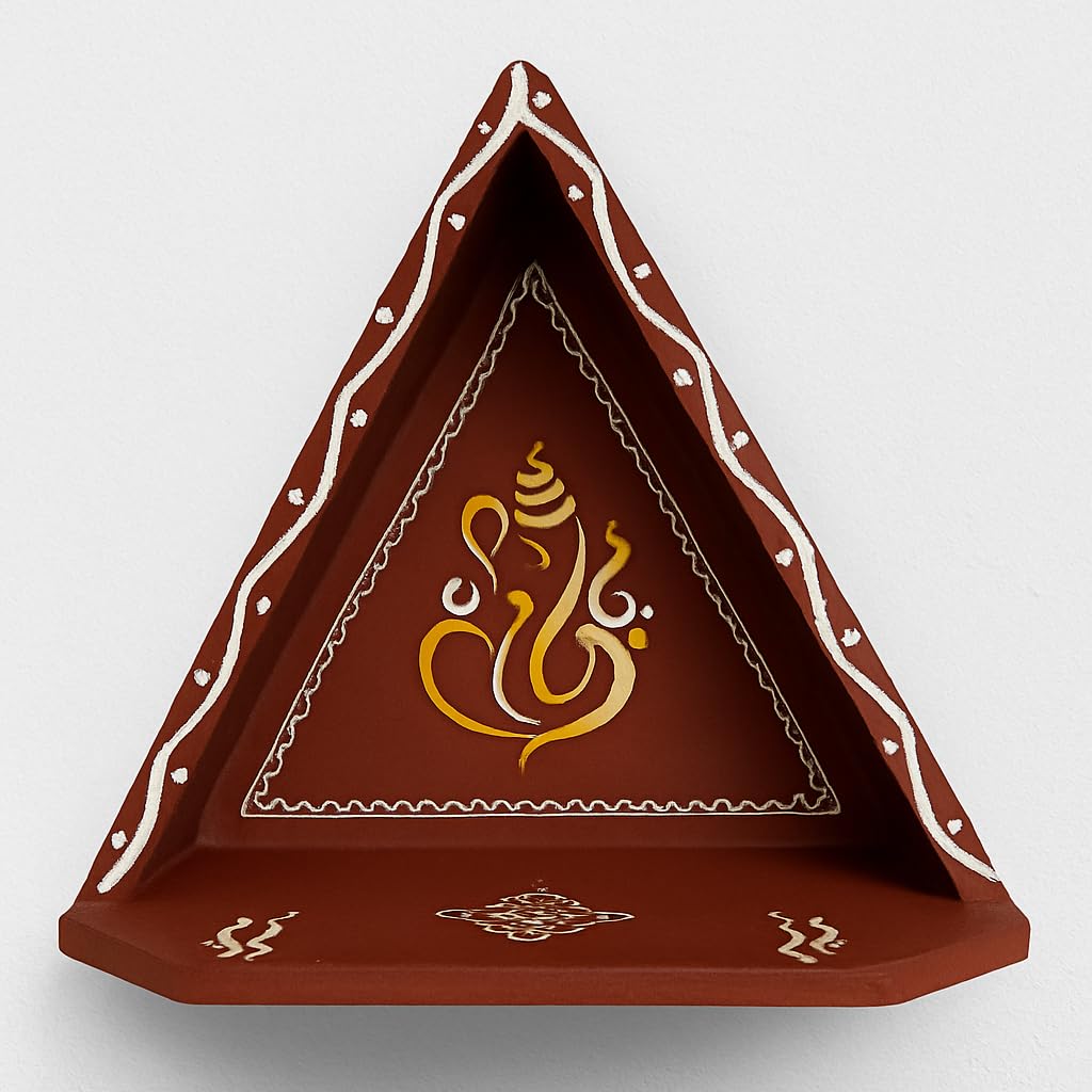 Handmade Vinayagar Mada Vilakku 1 Piece | Diya Wall Mounted Stand | Wall Mount Stand| Traditional Wall Hanging Stand, Pooja Decoration. (Merun)-image-11