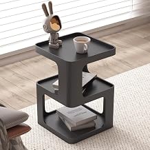 End Table, Modern Metal Small Side Bedside Table, 3-Tier Accent Table with Storage for Bedroom,Living Room No Assembly Required Matte Black
