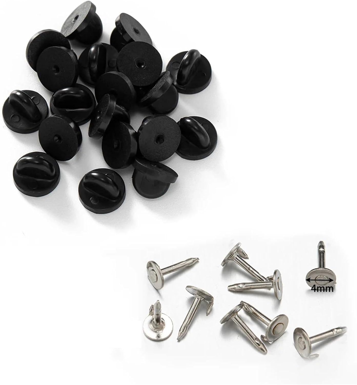 Pin Backings 200 Pairs Enamel Pin Backs Tie Tacks Blank Pins with Rubber for DIY Lapel Brooch Badge Jewelry Craft Making