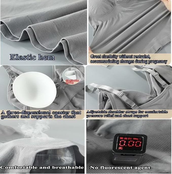 Camisola de lactancia de algodón para mujer, 3 piezas, camiseta sin mangas para lactancia, camisola larga sin anillo de acero
