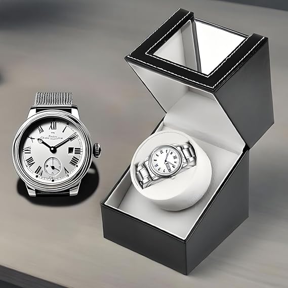 Single Automatic Watch Winder Box, Silent Automatic Watches Display Storage Watch Rotator, Rotation Wristwatch Box for Women and Men Mechanical Watches