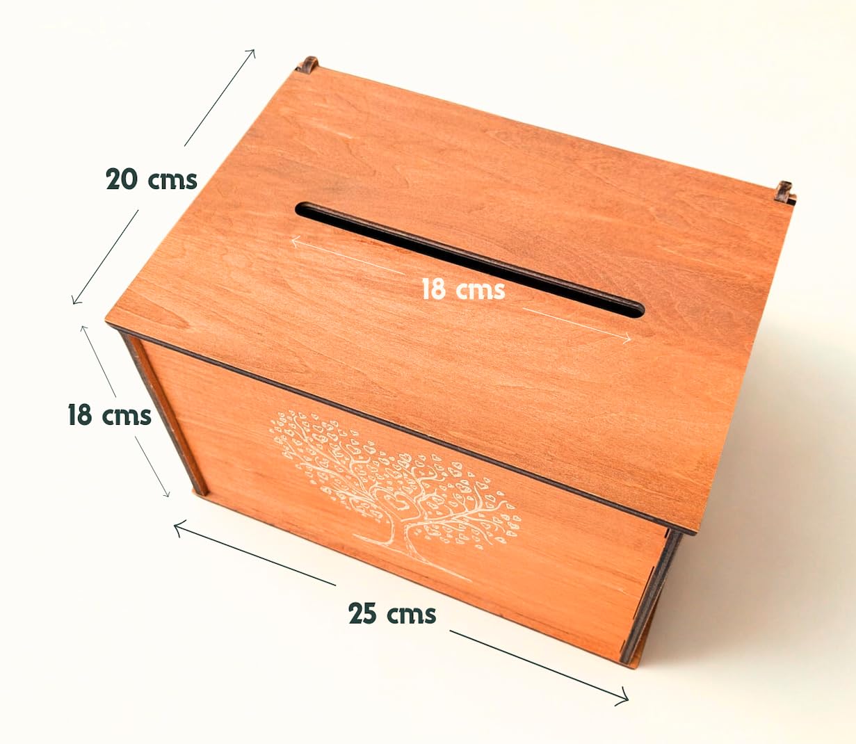 MALONA - Urna per matrimonio in legno/Scatola per biglietti e buste - Urna per anniversari e battesimi - Stile rustico con incisione Albero della Vita - Scatola dei ricordi per ogni occasione
