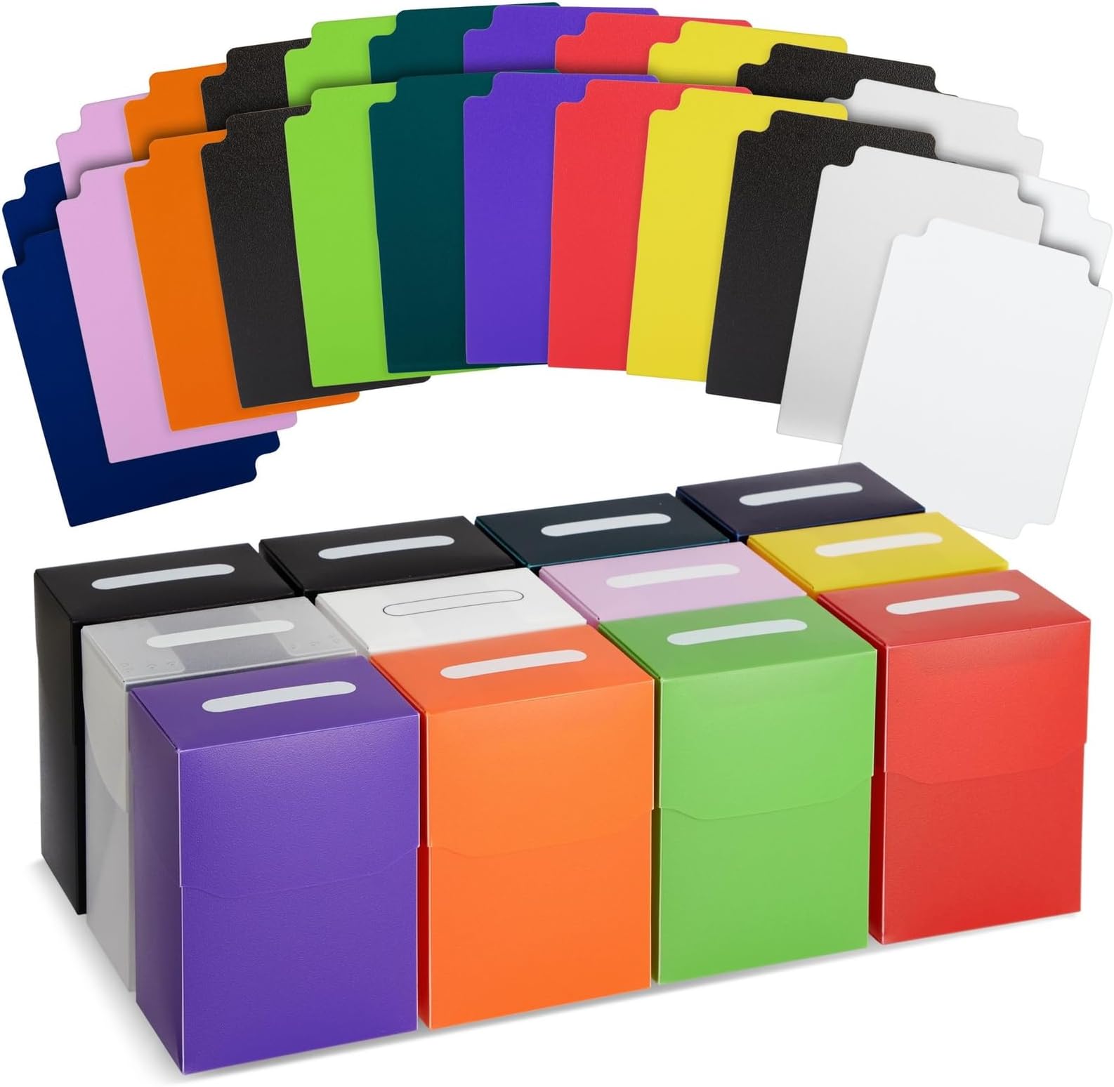 Okuna Outpost Deck Boxes with Dividers - Trading Card Storage Box & Organizer - Bulk Plastic Cases for Baseball & Game Cards - 2.88 x 1.88 x 3.88 in, Multicolor, 12-Pack