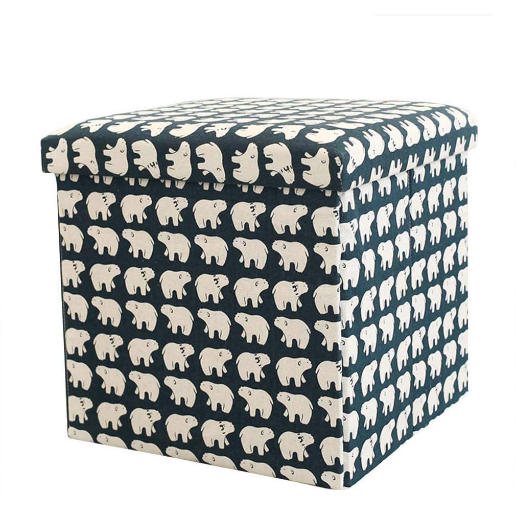 Repose-Pieds Ottoman en coton et lin supérieur, pouf de rangement design ours