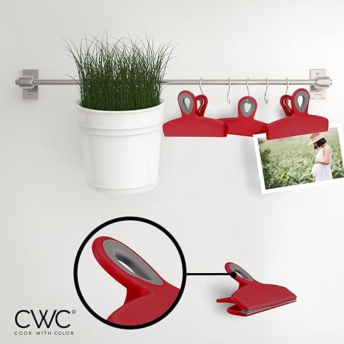 Miniatura 161 de COOK WITH COLOR Clips para bolsas – Clip de chip resistente y clips magnéticos para refrigerador para almacenamiento de alimentos con agarre Gris