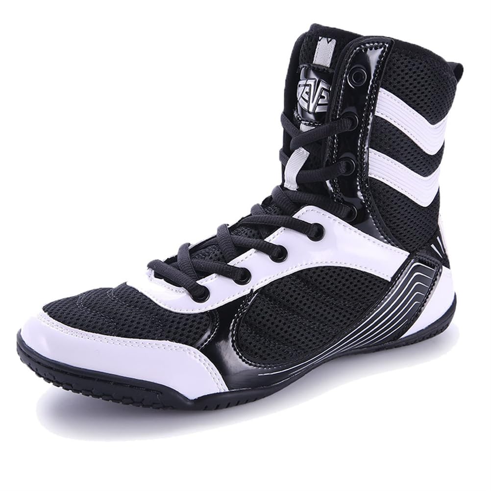 Scarpe da Wrestling per Ragazzi e Ragazze Unisex, Stivaletti Leggeri in Mesh Traspirante, Barefoot, Antiscivolo, con Caviglia Alta.,Nero,41 EU