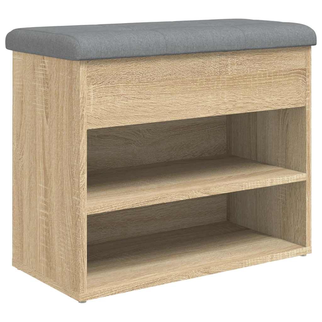 vidaXL Banco Zapatero, Asiento con Almacenaje, Mueble para Zapatos Juguetes Calzado, Banco para Salón Pasillo, Madera de Ingeniería Roble Sonoma