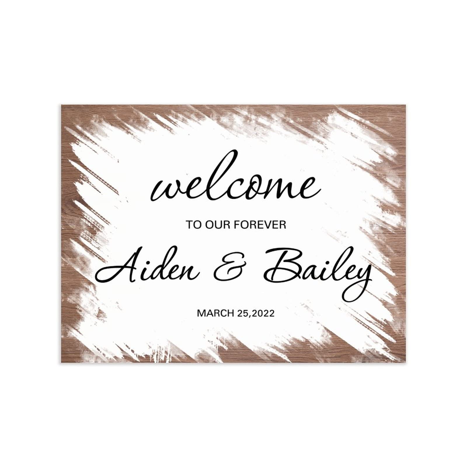 Targa da parete in legno invecchiato con scritta Welcome to Our Forever, con scritta Welcome to Our Forever, per matrimoni, ricevimenti, cerimonie, feste di fidanzamento, 45 x 50 cm
