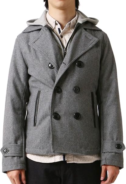 Amazon クリエイトベアフット ウール メルトン パーカーレイヤード Pコート メンズ M ピーコート グレー ウェア シューズ コート ジャケット 通販 Amazon クリエイトベアフット ウール メルトン パーカーレイヤード Pコート メンズ M ピーコート グレー ウェア シューズ コート ジャケット 通販