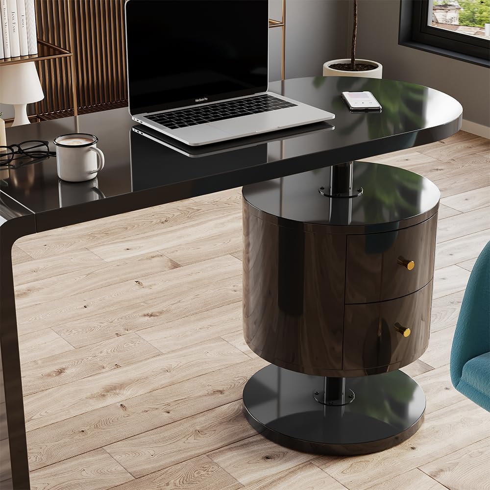 Vicco Scrivania Lara, Nero lucido, 120 x 50 cm | con 2 conducenti, adatto per postazioni di lavoro al computer e applicazioni home office