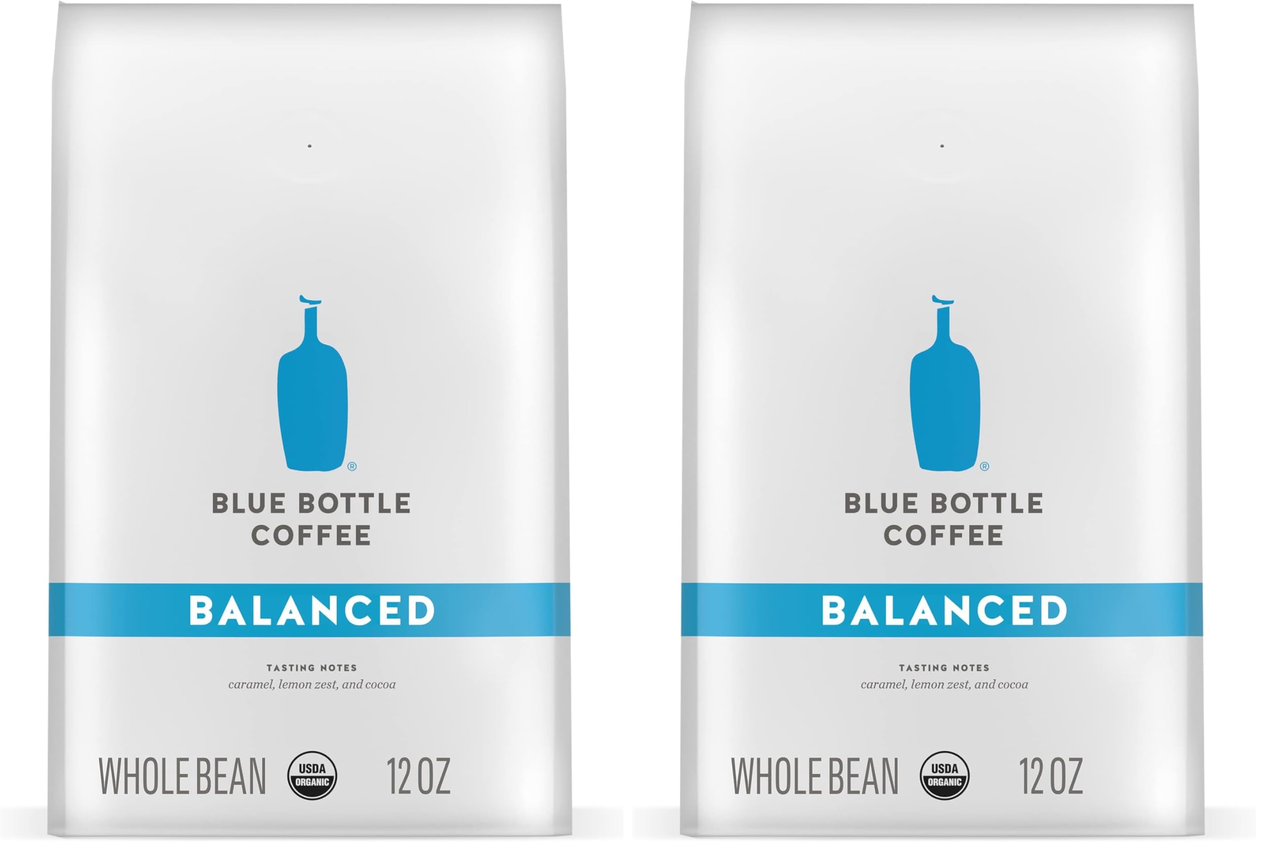 Blue Bottle Whole Bean Organic Coffee, Balanced, Medium Roast, 12 Ounce bag (Pack of 2)