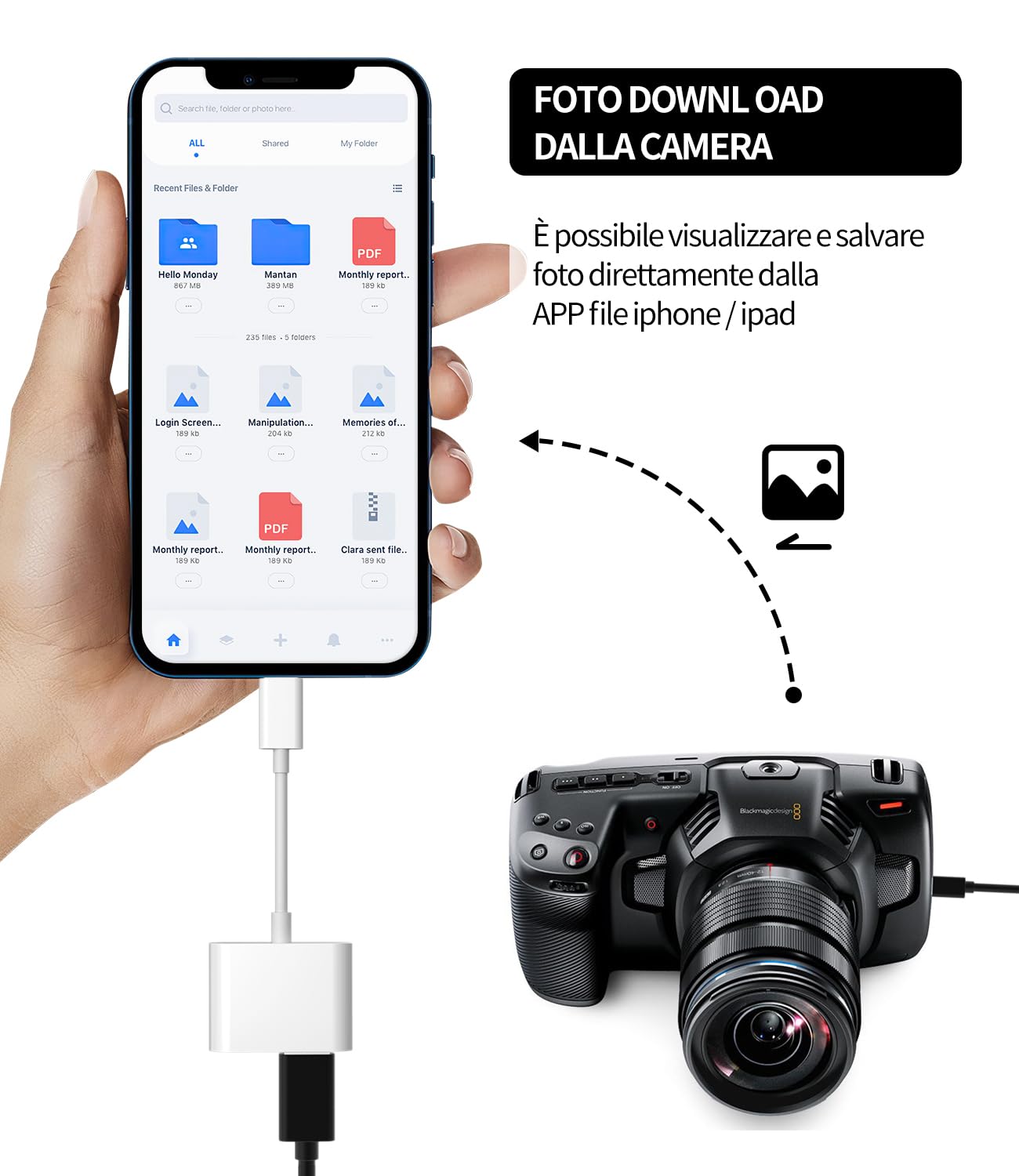 Adattatore OTG da Lightning maschio a USB femmina certificato Apple e cavo di ricarica per iPhone 11 12 Mini Max Pro xs XR X SE 7 8plus Ipad Air A Camera Memory Stick Flash Drive Cable Converter