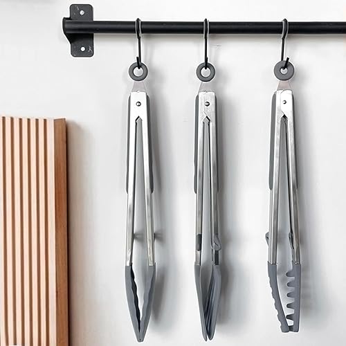 Miniatura 6 de Pinzas para cocinar, pinzas de cocina de 12 pulgadas con puntas de silicona, pinzas para servir de grado alimenticio, juego de 3, color gris