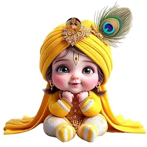 Wall decal 3D Big Size Baby Krishna Wall Sticker for Mandir Prayer Room Living Room Office Children Room Play Room Hall Home Etc. Size-(51 X 53) cm