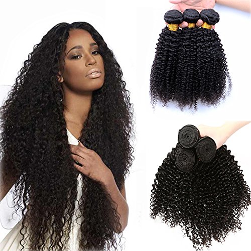 Helene Hair Brazilian Virgin Hair Human Hair Kinky Curly Wave 1 Bundle Remy Weave Hair Extension 8-30 Inch Naturl Black Color (8 inch)