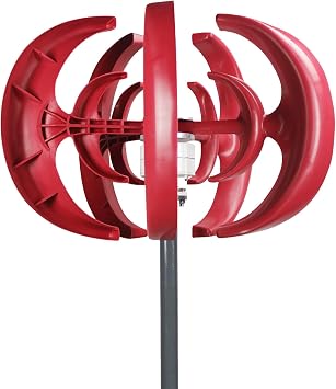 Wind Turbines Generator, 5 Blades 12V Vertical Axis Kit for Home, and Streetlight Use, Electromagnetic Electricity Producer Equipment Red