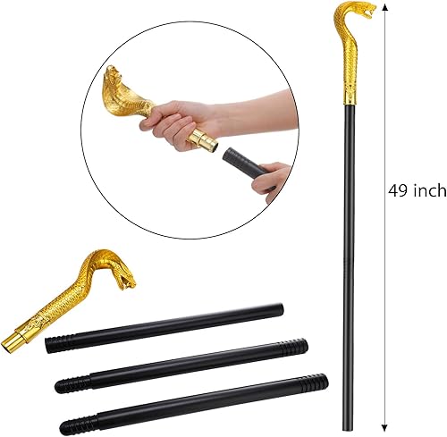 Miniatura 2 de Gejoy 2 piezas de serpiente de diamante, bastón para caminar, cetro de bastón de plástico egipcio para Halloween, cosplay, juguete de serpiente
