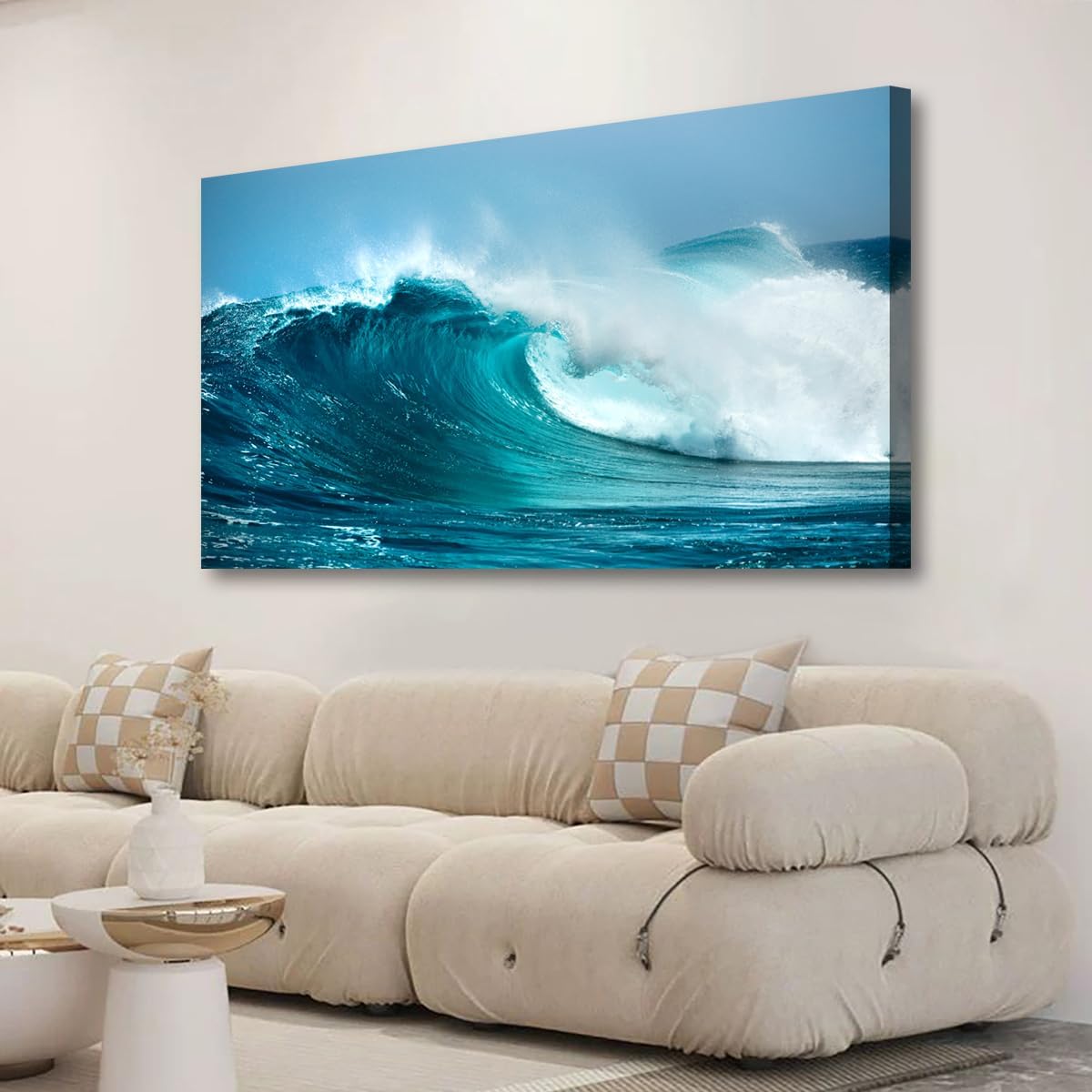 Sea Waves Wall Art for Living Room Bedroom Office Paintings Large Blue Beach Wall Art Pictures Artwork Nature Ocean Canvas Wall Art Prints Framed Room Wall Decor 20 * 40inch
