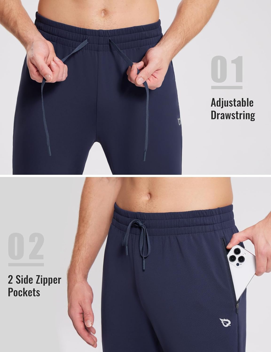 baleaf Men's Fleece Lined Joggers Winter Athletic Sweatpants Thermal Hiking Workout Running Pants with Zipper Pockets - Image 5