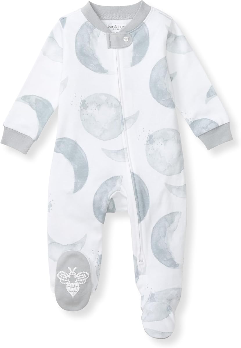 Burt's Bees Pijama con pies para dormir y jugar de algodón orgánico para bebés niños | Los pijamas con cremallera frontal fácil cuentan con una cremallera de 2 vías para garantizar que los recién nacidos tengan un sueño reparador.