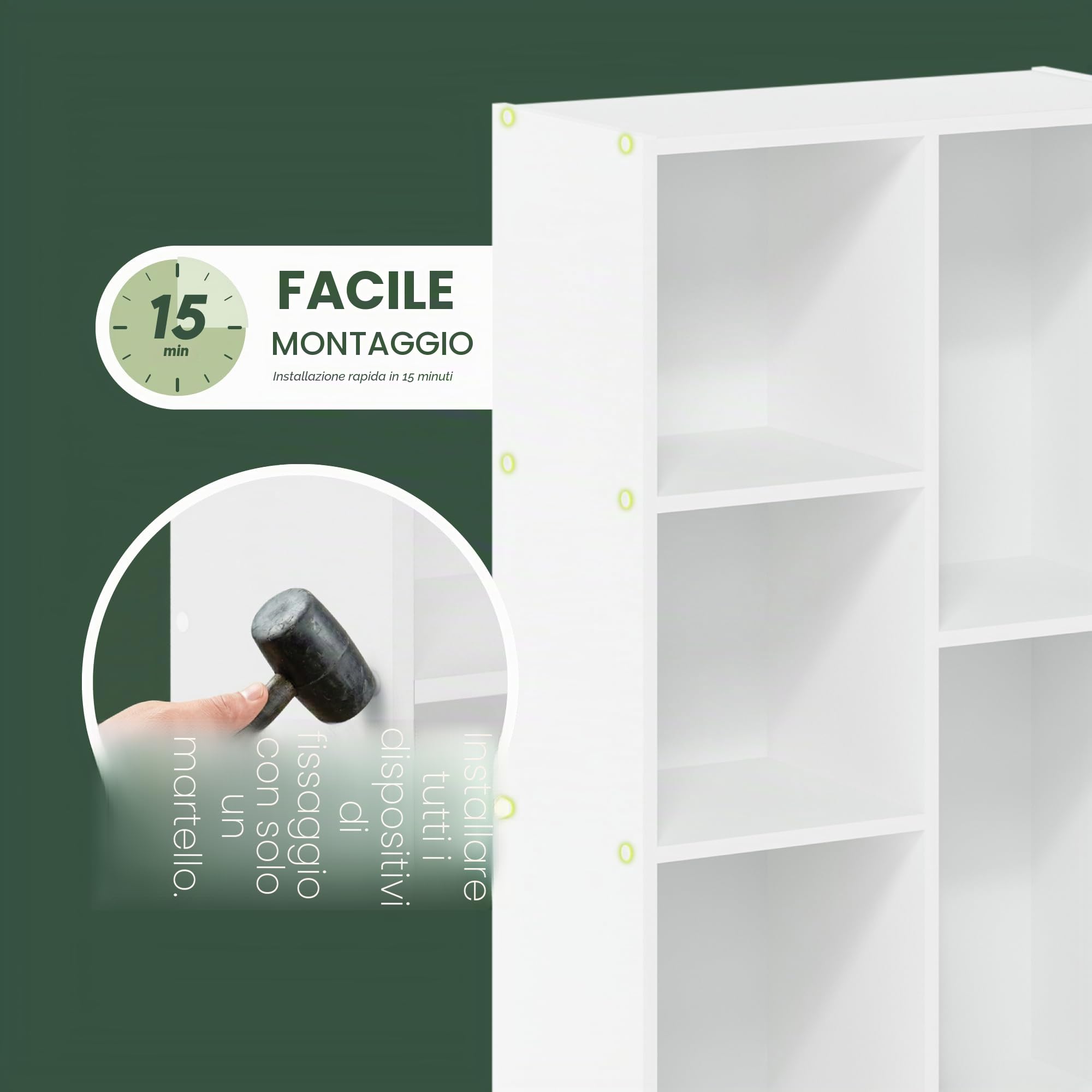 Furinno Luder 5-Cube Scaffale aperto senza montaggio di attrezzi, bianco