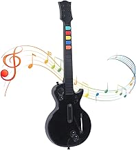 Wii Guitar Hero para Wii Controller Wireless, Guitar Hero Controller para Guitar Hero Wii e Rock Band, 5 botões Wireless 2.4G Porta USB PC Guitar Controller Acessórios para PS3(Black)