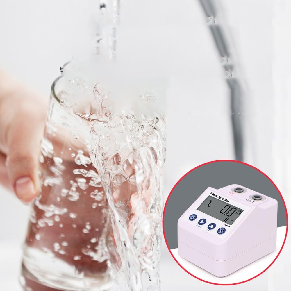 Medidor digital de flujo de agua con alarma audible y apagado automático