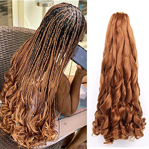 WoWCFyyds 8 Packs French Curl Braiding Hair 20 Inch Loose Wave Spiral curly braiding hair extensions 75g/Pack Soft French Curls Synthetic Hair Extensions for Braiding(30#)