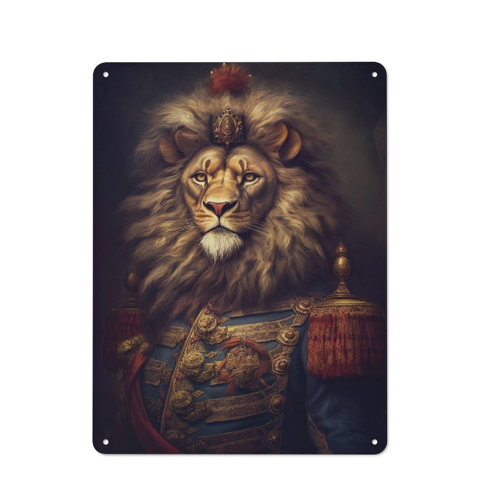 Metal Wall Sign 40x30cm Featuring Lion for Hallway Wall, Suited to Wall Display Collectors