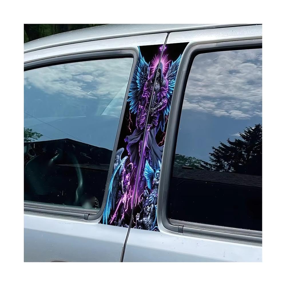 Bertdcx One Color 2 Pieces Of Automotive B-Pillar Dark Angel Glossy Material Protective Film Auto Parts