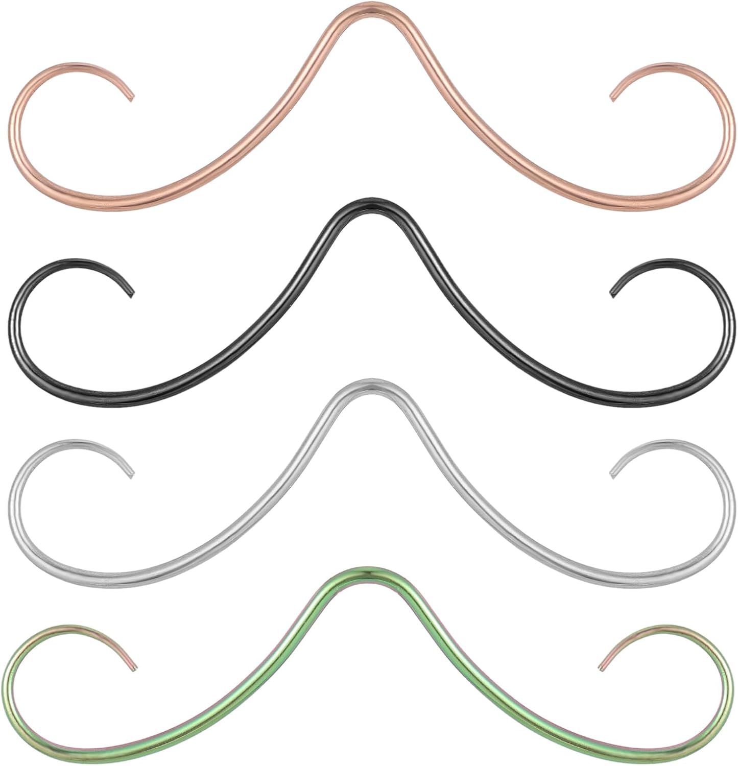 4Pcs Mustache Septum Ring Surgical Steel Septum Rings Nose Piercing Jewelry