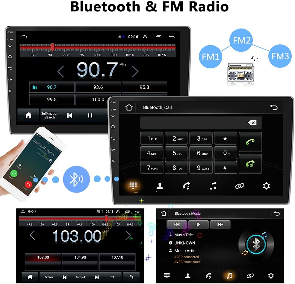 android double din car stereo hikity 9 inch ultra thin touch screen radio with gps navigation bluetooth fm radio receiver support wifi connect mirror