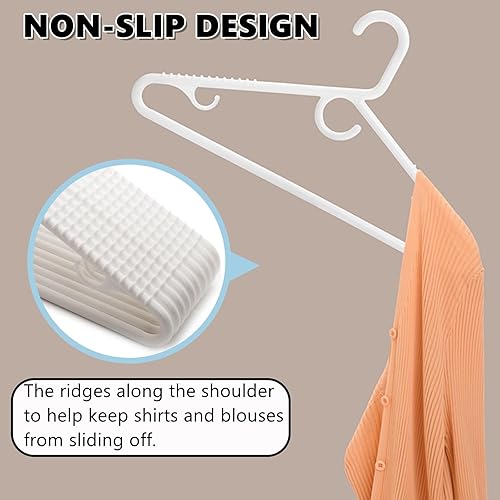 Miniatura 4 de Amber Home Paquete de 36 perchas de plástico súper resistentes, perchas de plástico blanco antideslizantes para abrigos, chaquetas y camisas, barra