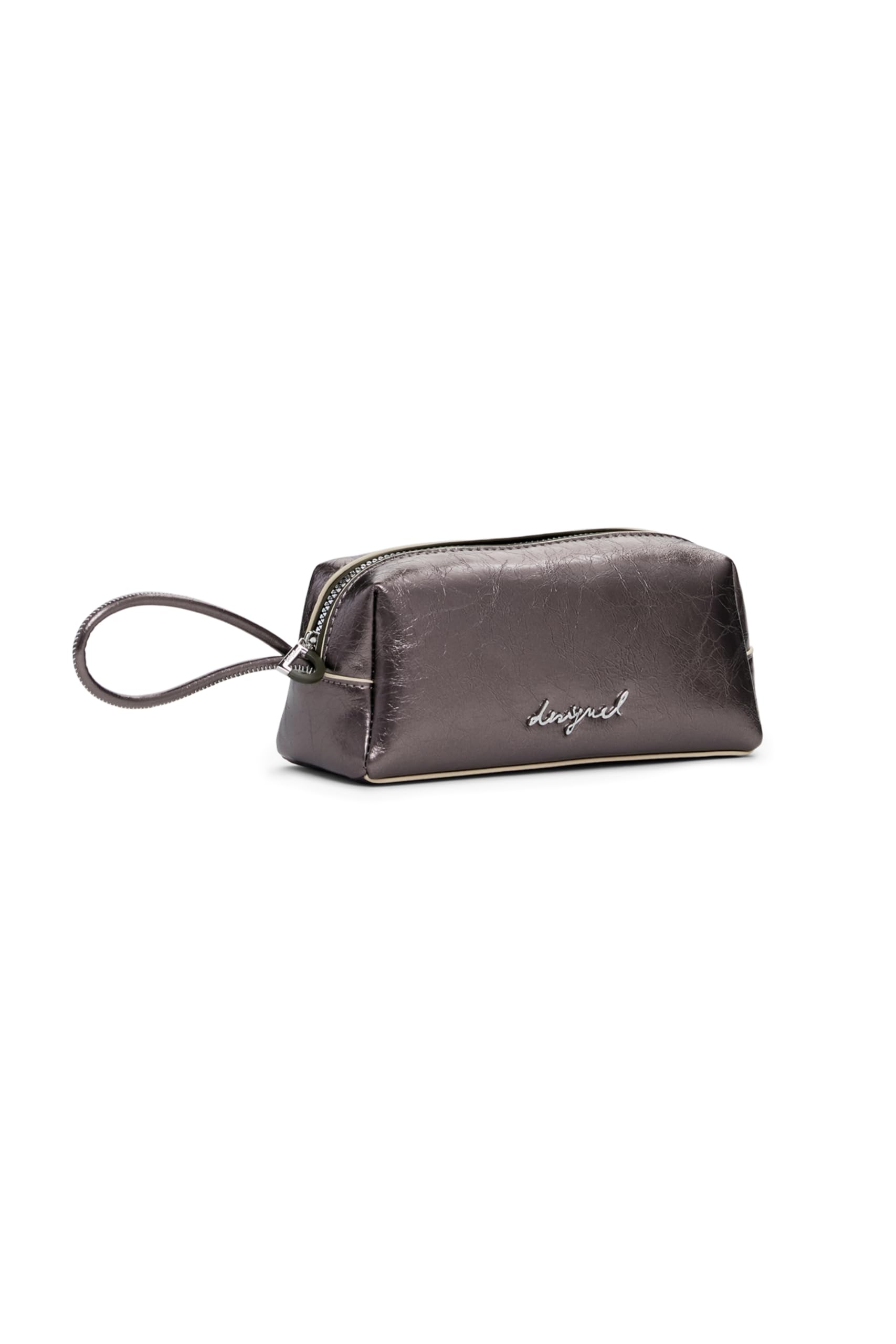 Desigual Toiletry Bag Mone Capsule Zip Bag Plata Oscura Mauve
