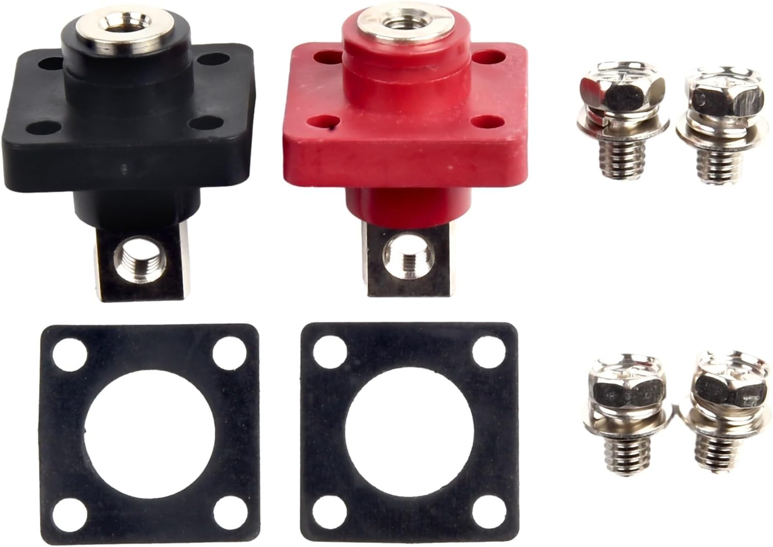 2-Pack All-Copper Lithium Battery Terminal Connector, 120A/150A/200A High-Current Energy Storage Terminal with Screw Fixing, IP67 Rated, for New Energy Battery Cabinet (Black+Red)