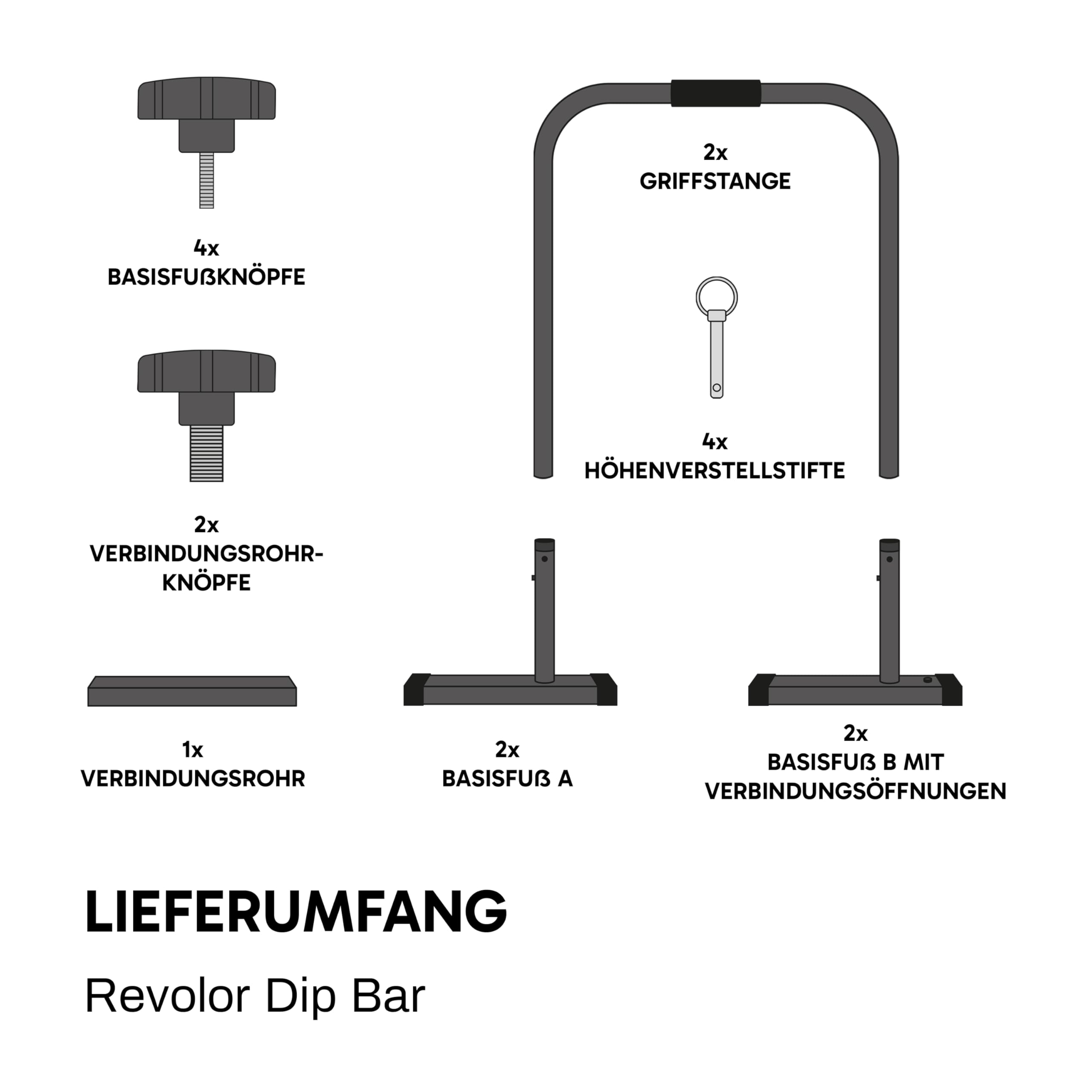 Dip Station Bar Barren – Höhenverstellbar, Breitenverstellbar, bis 200 kg belastbar – mit Verbindungsstück, rutschfest – für Calisthenics, Dips & Krafttraining