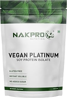 NAKPRO 100% Soy Protein Isolate, Chocolate - 1kg | 25.3g Protein, 4.6g BCAA | Natural Vegan Plant Protein Powder | Easy To Digest | All Essential Amino Acids for Muscle Gain and Recovery