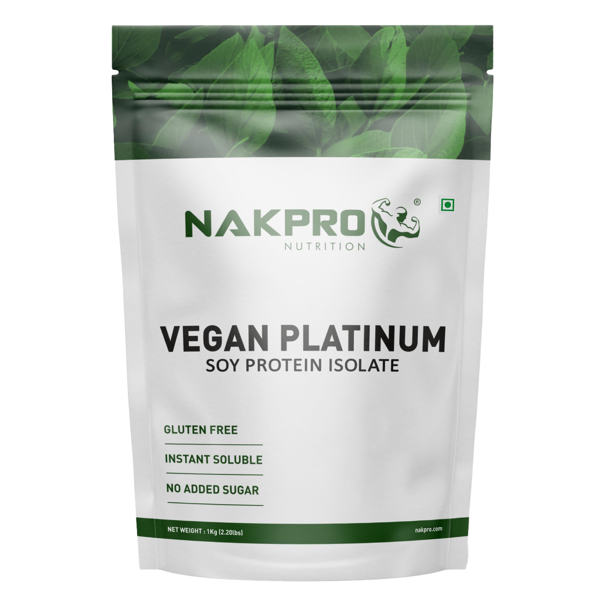 NAKPRO 100% Soy Protein Isolate, Chocolate - 1kg | 25.3g Protein, 4.6g BCAA | Natural Vegan Plant Protein Powder | Easy To Digest | All Essential Amino Acids for Muscle Gain and Recovery
