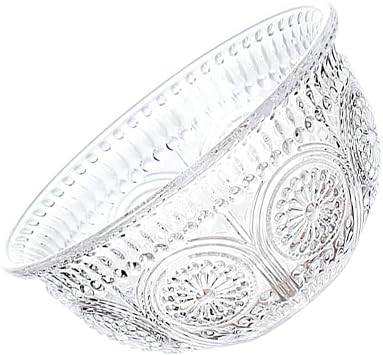 Retro Embossed Glass Salad Bowl for Serving Fruit Cuisine