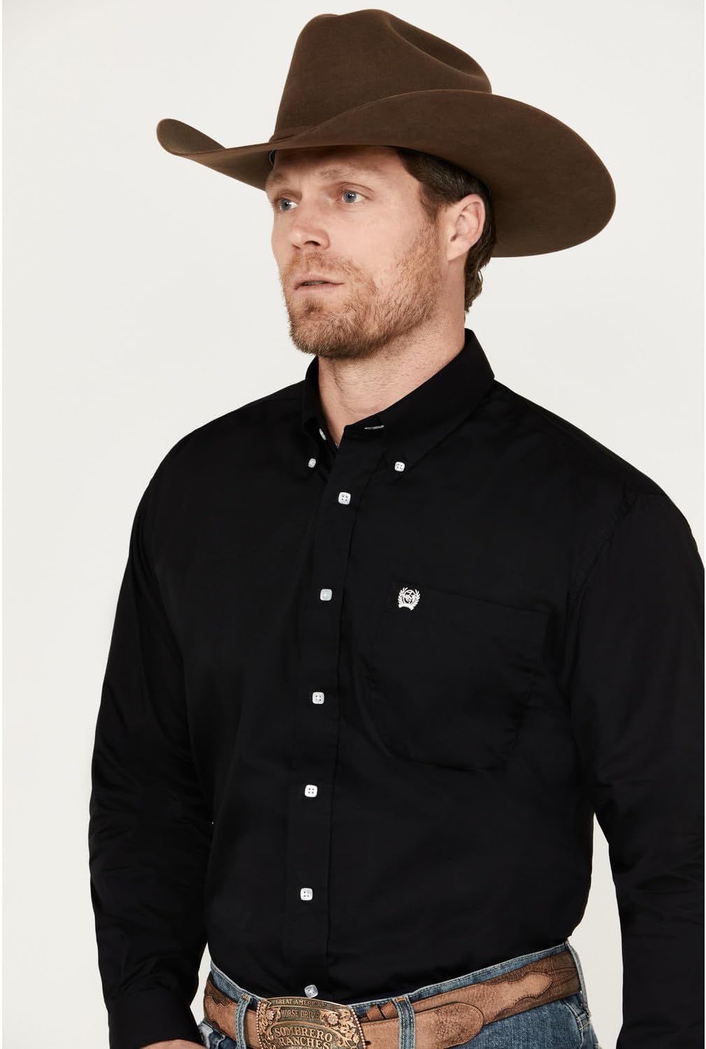 Cinch Western Shirt Mens Garner L/S Solid Pinpoint Black MT10320083 - Image 2