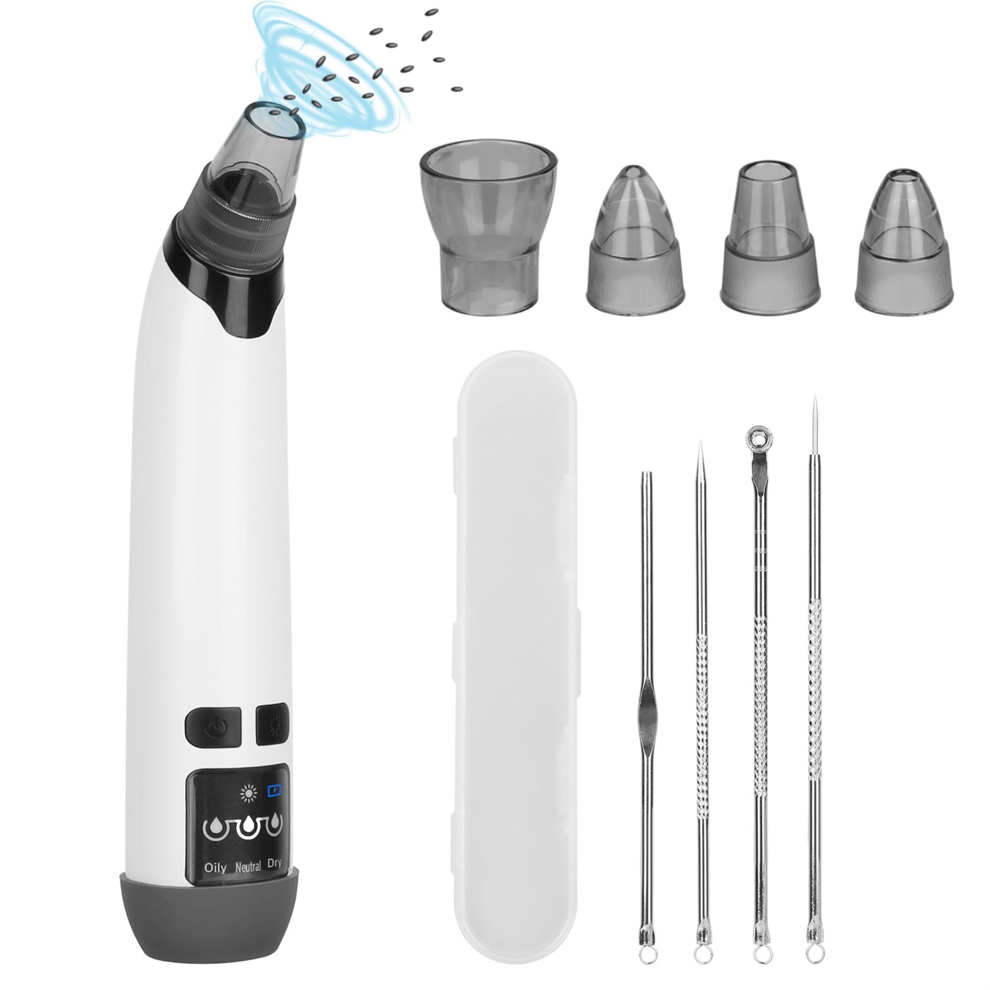 Hot Compress Blackhead Remover Vacuum Electric Pore Extractor Acne Removal Tool with 4 Probes 4 Pimple Popper Tools for All Skins