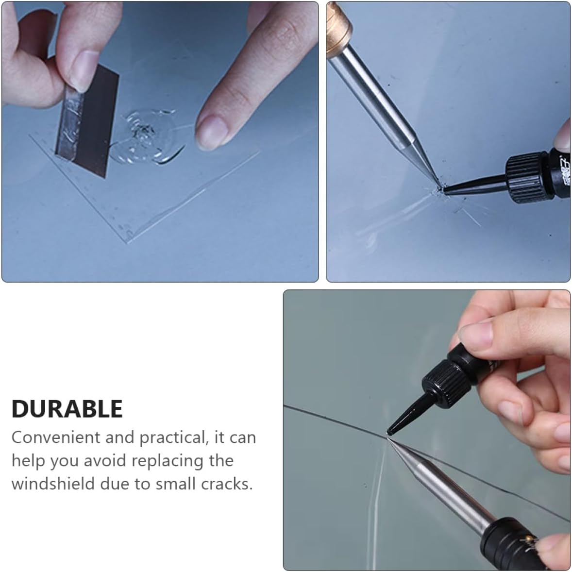 Windshield Crack Repair Tool Kit with Glass Repair Fluid Set Star-Shaped Crack Corrector for Auto Glass