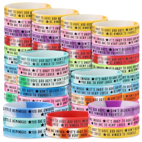 Ecation 36 Pcs Mental Health Awareness Month Wristbands Bulk Motivational Rubber Bracelets Positive Silicone Bracelets Mental Health Gifts for Office Public Social Event Student (Gradient Color)