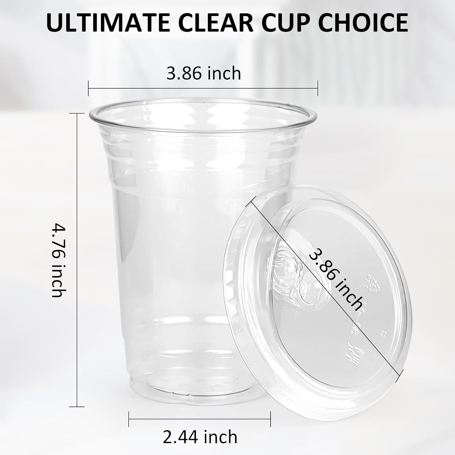 100 Sets Plastic Cups with Lids, Iced Coffee Cups with Lids, Stl
