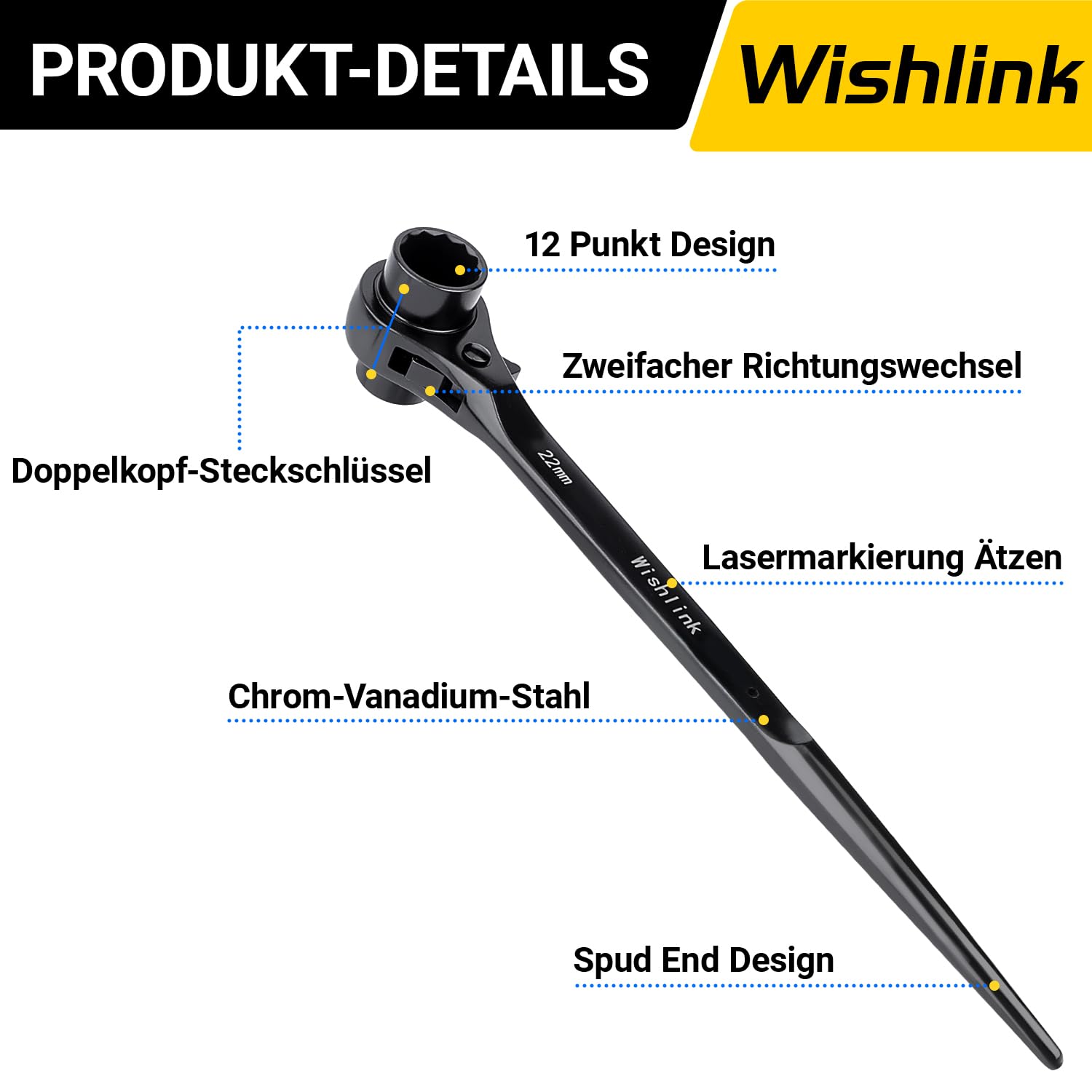 2 Stück Gerüstbauratsche 19/22 mm Ratschenschlüssel Gerüstbauknarre Gerüstratsche Gerüstbauer Ratsche Rechts Links Umschaltbar Zwölfkant