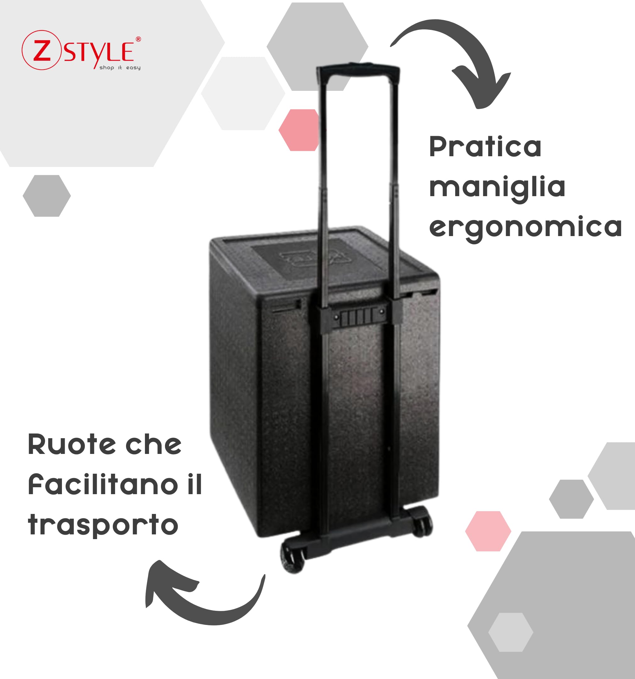 ZStyle Contenitore Termico in EPP Con Coperchio - Trolley Termico - Isolato - Box - Professionale - Isolante Per Alimenti Caldi e Freddi - Catering - Scatola Isotermica - Litri