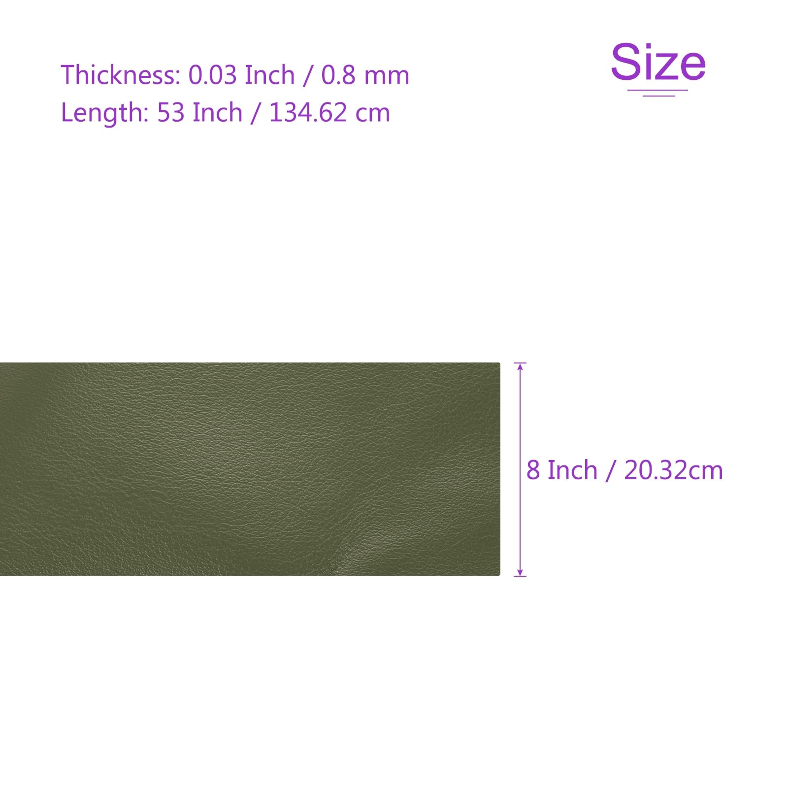 DMiotech 1 Pack 8 Inch x 53 Inch Faux Leather Strip Furniture Cover Fabric Skin Army Green PU Leather Roll for Handmade DIY Craft Projects - Image 3