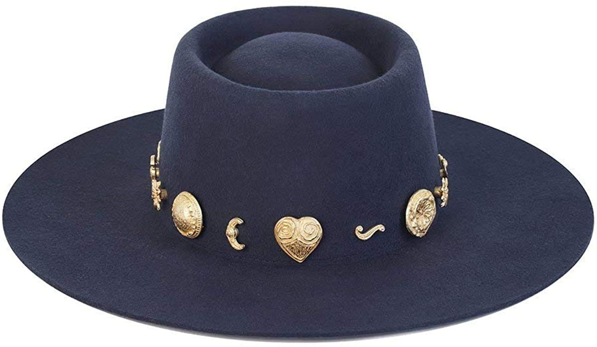 【新品】Lack of Color Cosmic Boater ネイビー S The Cosmic Boater - Wool Felt Boater Hat in Navy | Lack of